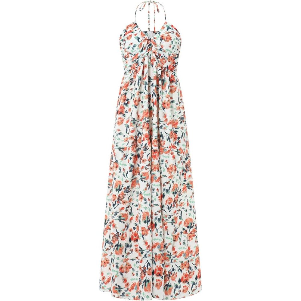Women's Floral Maxi Dress Boho Sleeveless Summer Backless Ruffle Size Small - Picture 5 of 5